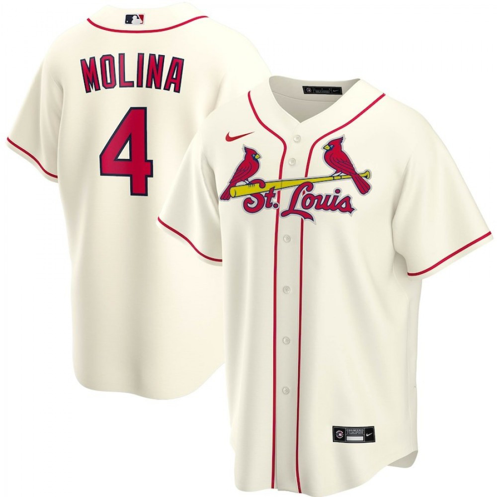 Men's St. Louis Cardinals Yadier Molina #4 Cream Alternate 2020 Jersey-Pro Kit Vault | Brand New 26/27 Sports Jerseys